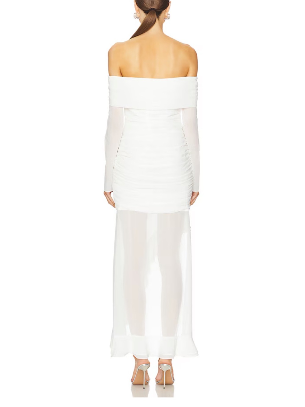 Owens midi dress in ivory. Line & Dot Off-Shoulder White - Picture 2 of 5